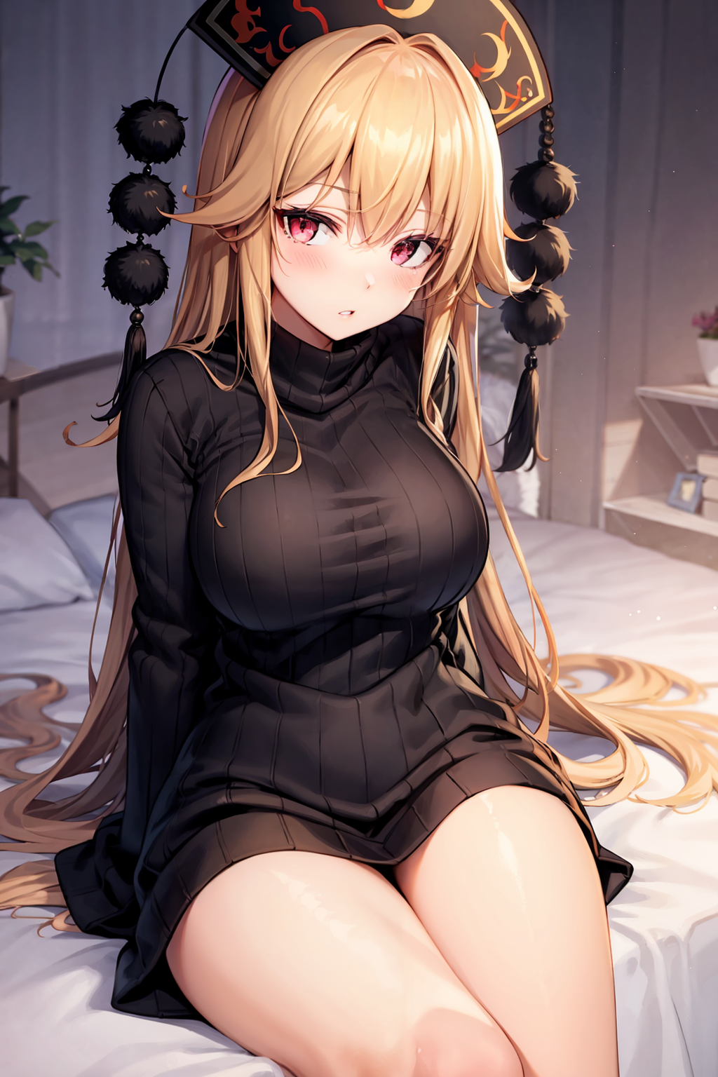 00962-423825936-masterpiece, best quality, _lora_junko_1_,1girl, solo, long hair, blonde hair, sweater, ribbed sweater, looking at viewer, black.png